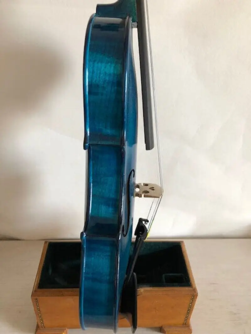 Master 4/4 violin blue color solid flamed maple back spruce top hand made 2738