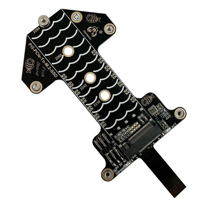   5 PCIe to M.2 NVMe SSD  , HAT  ٵ Pi5-PCIe-Fish-Board-A