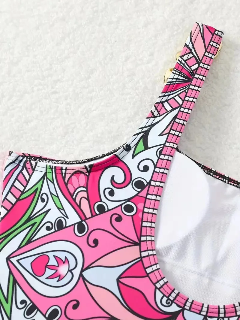 Sexy and Fashionable Swimsuit 2026 Women's Retro Printed Push Up Swimsuit with One Piece Swimsuit Women Hot Spring Bikini Cut