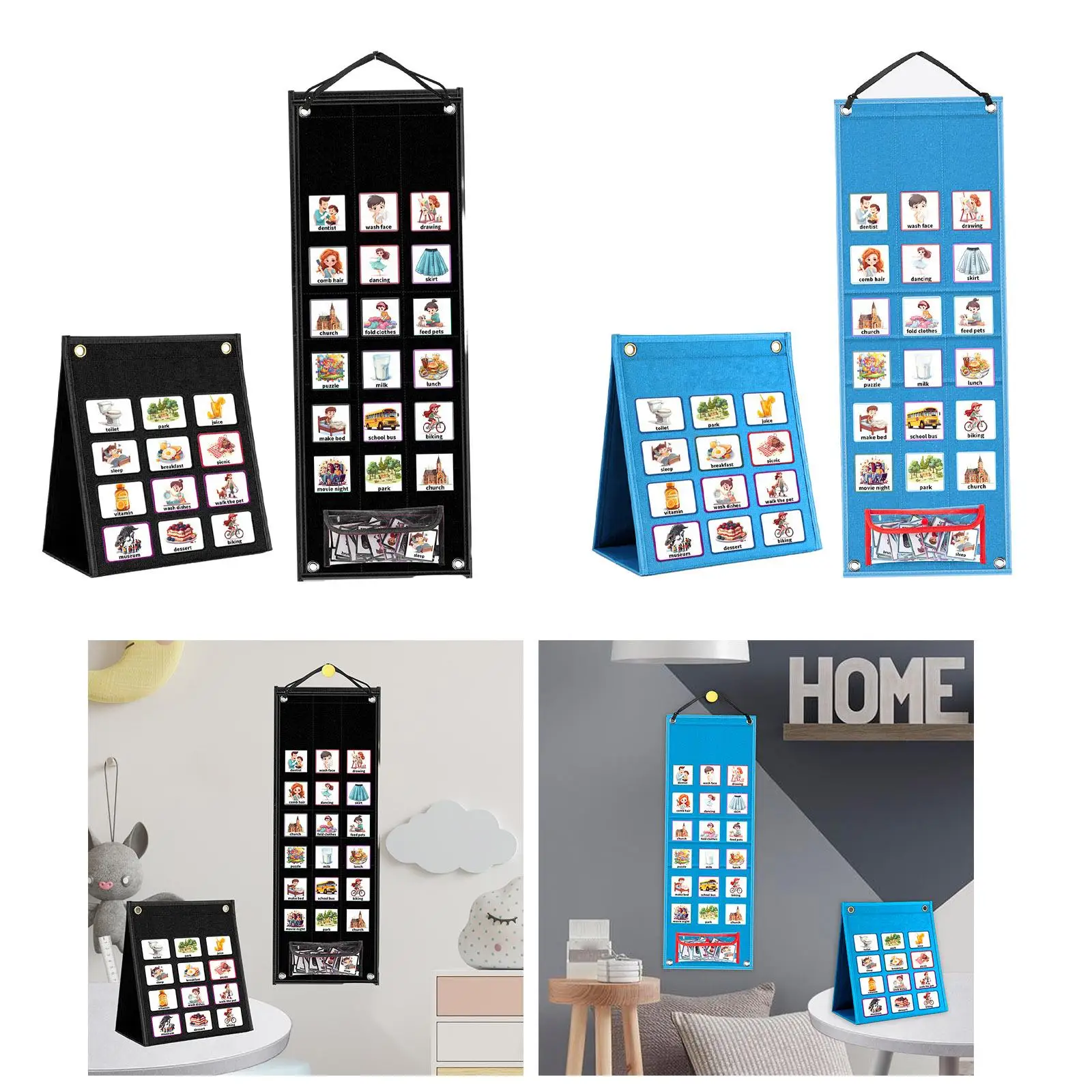 

Kids Visual Schedule Learning Materials Daily Schedule Pocket Chart Chore Chart for Preschool Activity Office Home