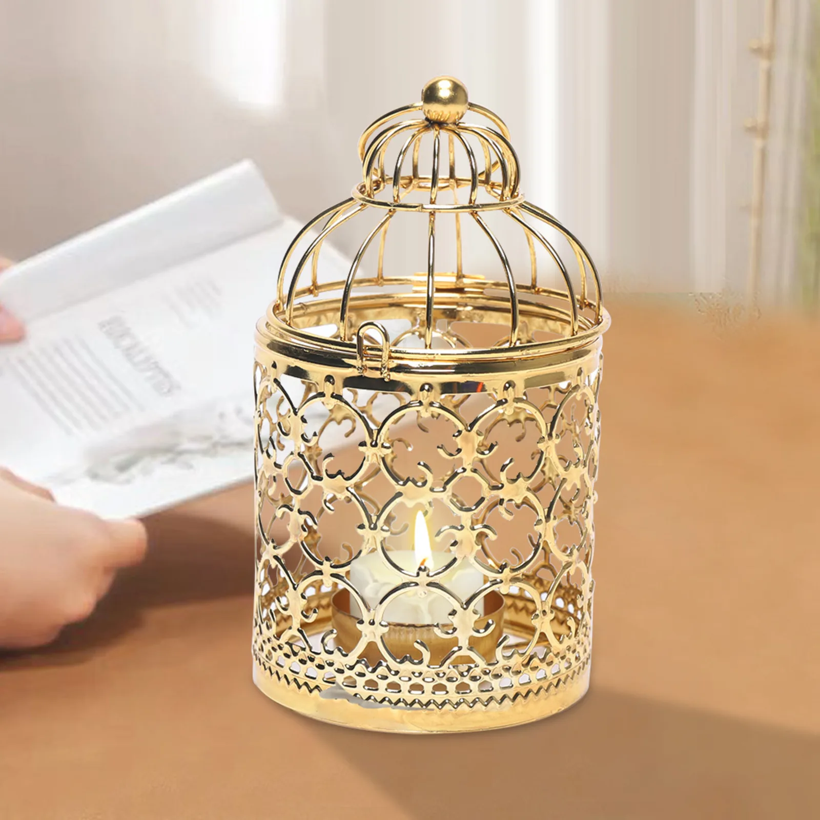 

Metal Candle Holder Vintage Birdcage Lantern Candle Candlestick Tealight Hanging Home Decor