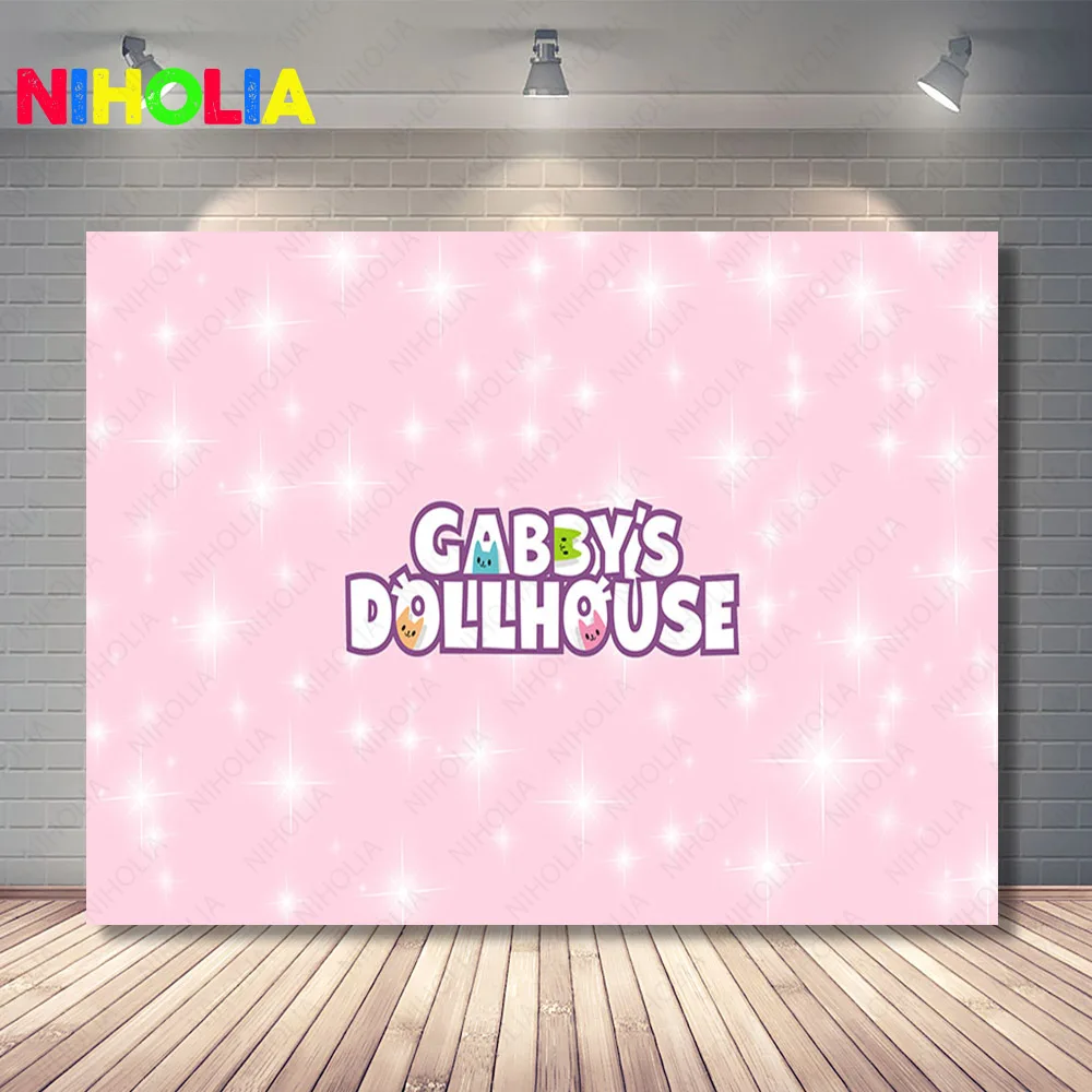 Gabby Dollhouse Round Backdrop Cover para Meninas Baby Shower Birthday Party Decoration Fotografia Cat Background Photo Studio - Image 5
