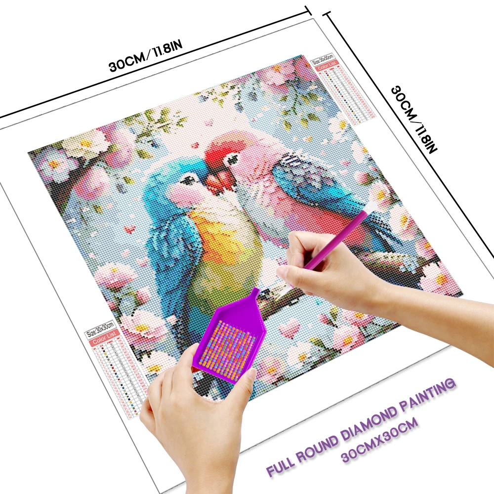 Animal Diamond Painting Parrot Full Square Round Mosaic Flower 5D DIY Home Decorative Rhinestone Pictures diamond art painting kit