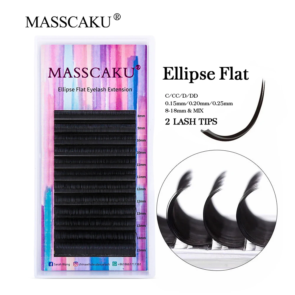 

MASSCAKU Ellipse Flat Lashes Maquiagem Natural Cashmere Full Fast Hugging Russian Lash Split Tips Volume Hot-selling Supplies