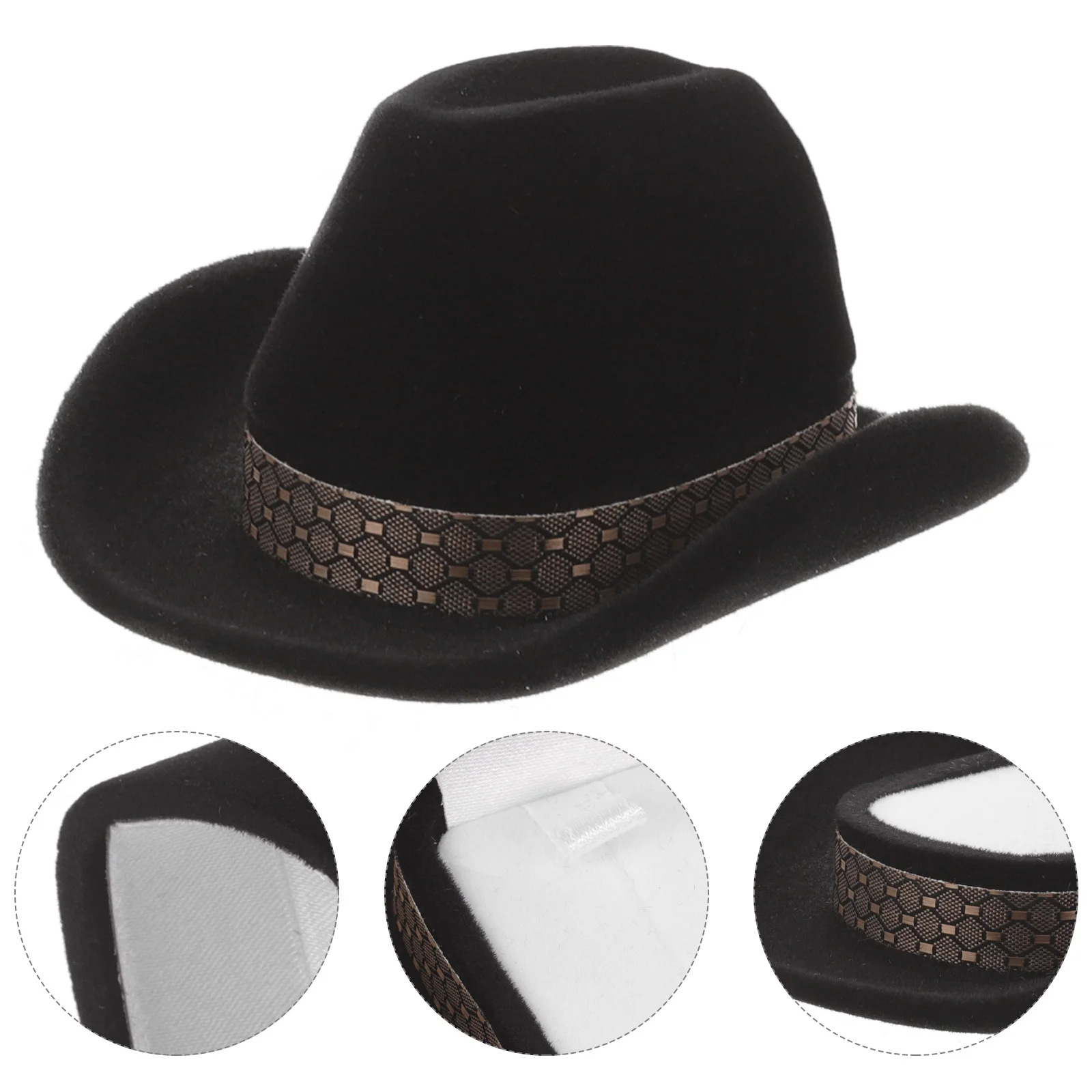 

Cowboy Hat Jewelry Box Storage Organizer Necklace Earring Case Bracelet Holder Flocking Small