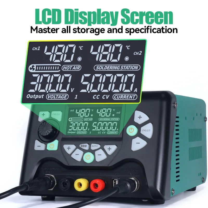 YIHUA 853D 5A II источник питания постоянного тока 30 в 5 А с паяльником горячим воздухом 970 Вт