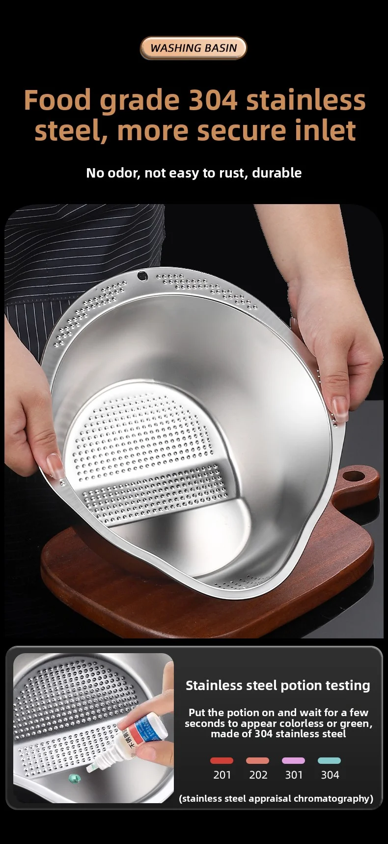 Rice Washing Bowl With Strainer 26 Cm