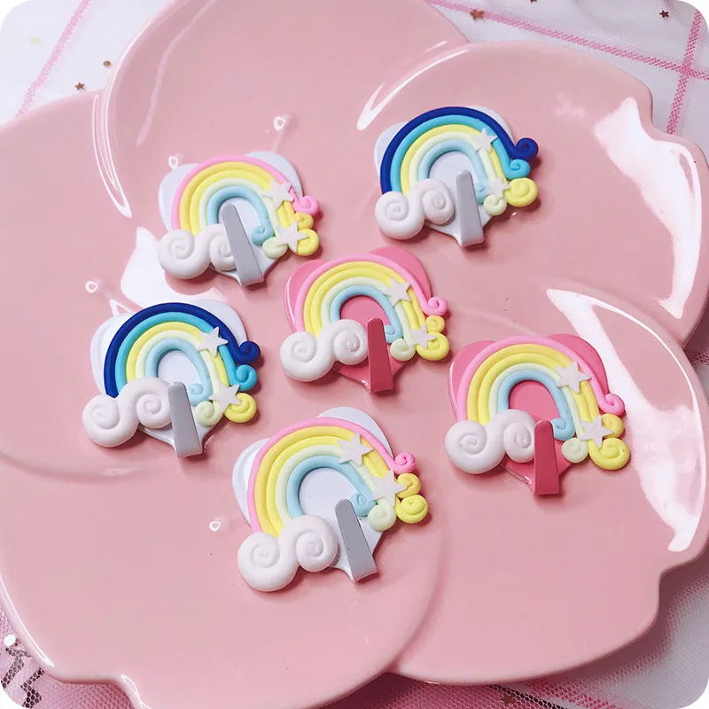 6pcs Nordic Rainbow Hanging Hook Adhesive Key Holder Wall Mount Sticky Hanger for Clothes Towel Home Decoration Accessories 2