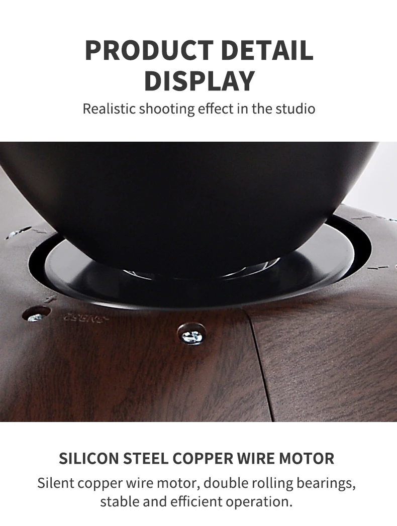 38 52 Inch Ceiling Fan 3 Blades Vintage Industrial ABS Ventilator No Light Remote Control for Home Office Coffee Shop Factory 2