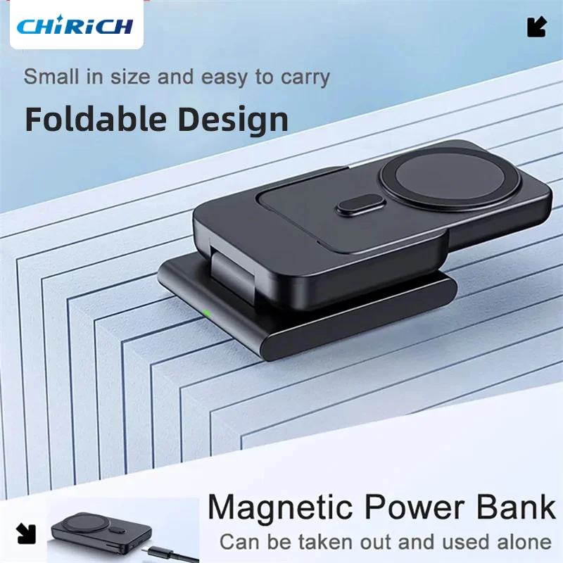 Power Bank,5000mAh 3 in 1 Wireless Charger for Apple Watch 10000mAh Magnetic Power Bank for iPhone Airpods