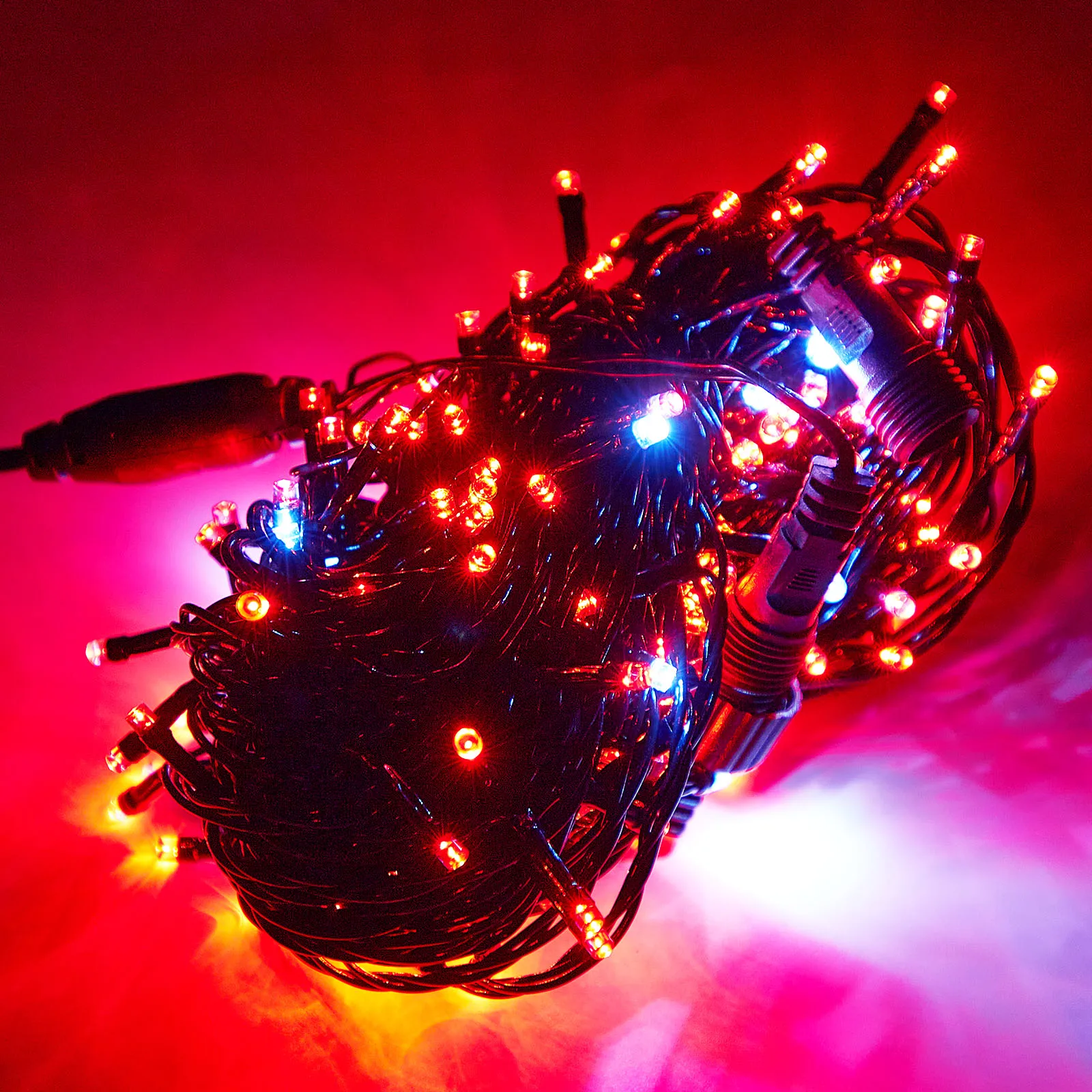 thumbnail image 1 of Cadena de luces LED con cable negro de 20 m, 156/200 LED, para exteriores, con enchufe, luces de hadas navideñas con flash, bombilla LED para fiestas de árboles de Navidad y Año Nuevo, 1 of 5
