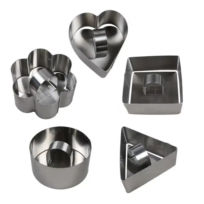 1PC Heart-shaped Five-pointed Star Biscuit Stainless Steel Mold Salad Diy Bakeware Tool Cake Tool Salad Dessert Sushi Tool
