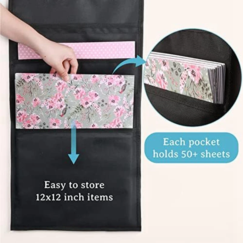 3Pcs Scrapbook Paper Hanging Paper Storage Bags 12 X 12 Inch With Door Hooks For Scrapbooking, Cardstock