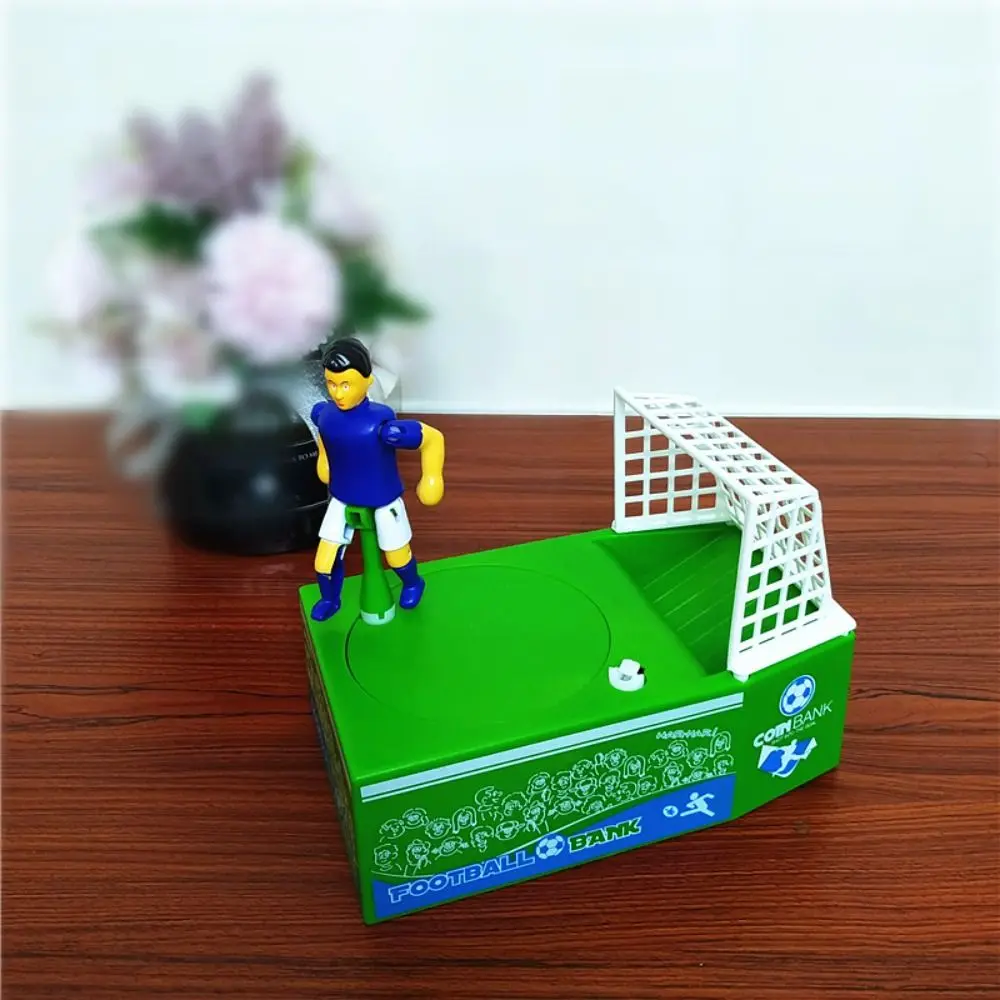 Football Player Soccer Piggy Bank Electronic Storage Box Football Field Coin Bank Goal Kicking Cartoon Soccer Coin Holder