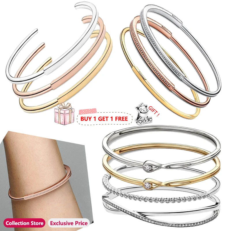 

New Popular 925 Silver Signature Series I-d Meteor Women's Classic Open Signature Bracelet Suitable for Charming Jewelry