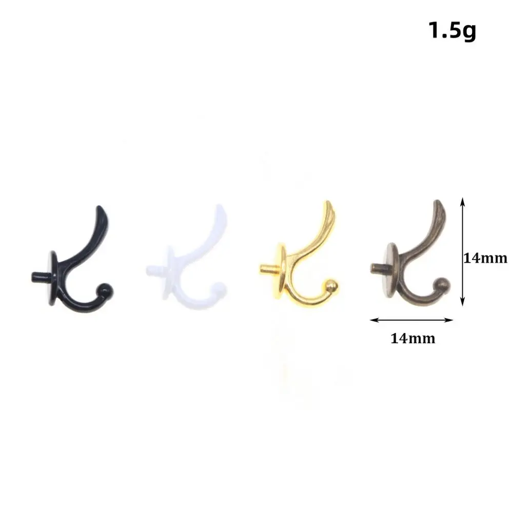 10pcs Mini Metal Dollhouse Miniature Furniture Hook 1:12 14*14mm Clothes Coat Hook Rack 4 Colors Wall Hangers Modle Toy