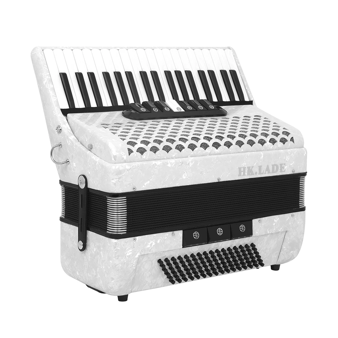 K-POP・アジア bari2daichan HK·LADE AH-100 White Accordion 37 Key 96 Bass 7 Keyboard Voice