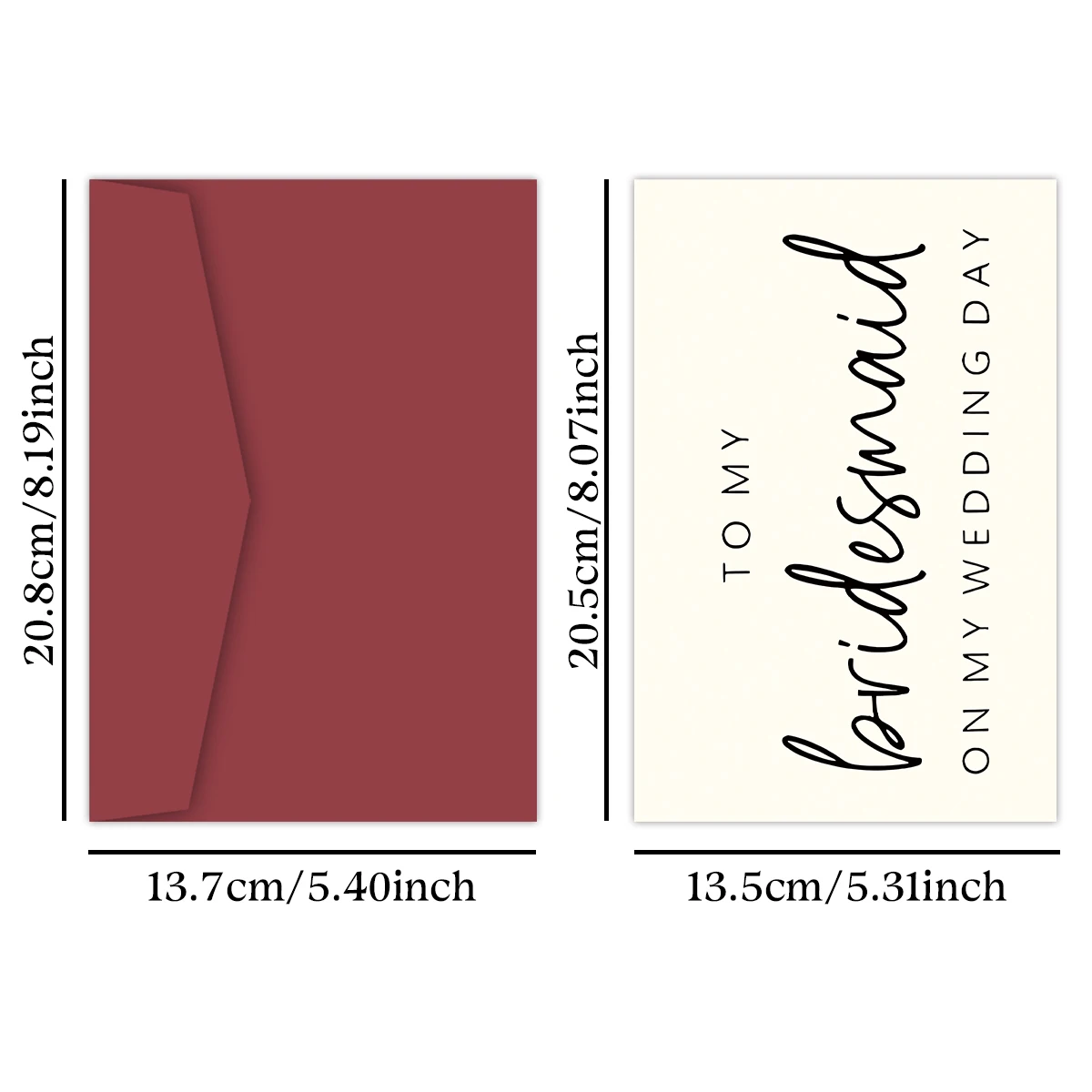 1 Set To My Bridesmaid On My Wedding Day Card Family Of The Bride Or Groom Cards-Wedding Party Card Thank You