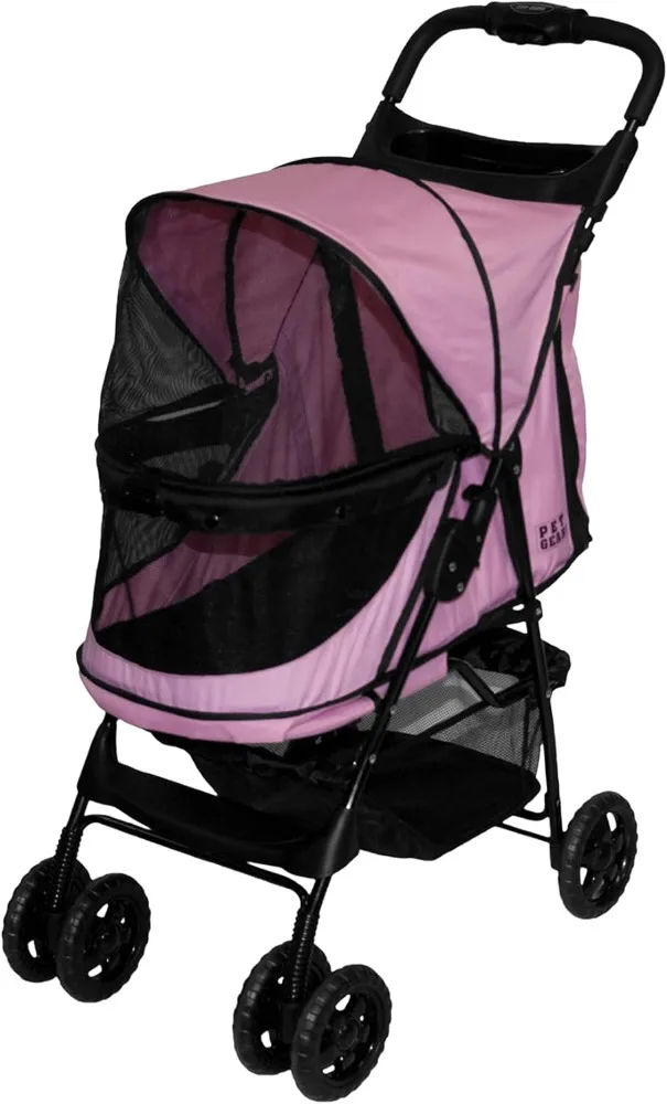 

Pet Gear No-Zip Happy Trails Pet Stroller for Cats/Dogs, Zipperless Entry, Easy Fold with Removable Liner, Safety Tether