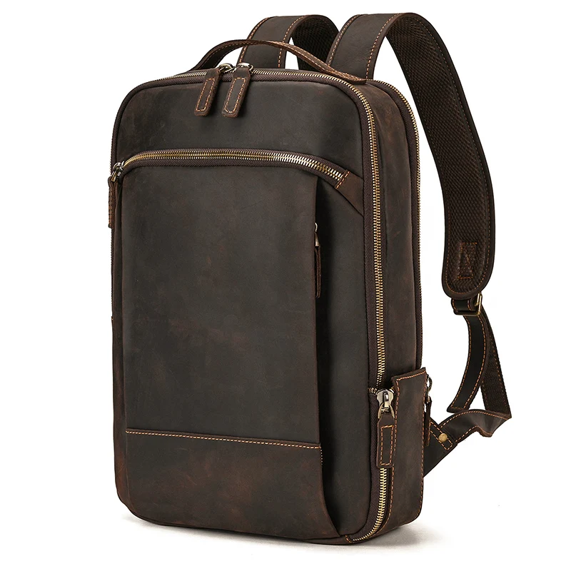 Womens Rustic Brown Leather Backpack Mens Purse