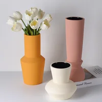 Modern Simple Morandi Color Wide Mouth Ceramic Vase Decoration Fresh Flower Dried Flower Arranger Home Soft Decoration 2