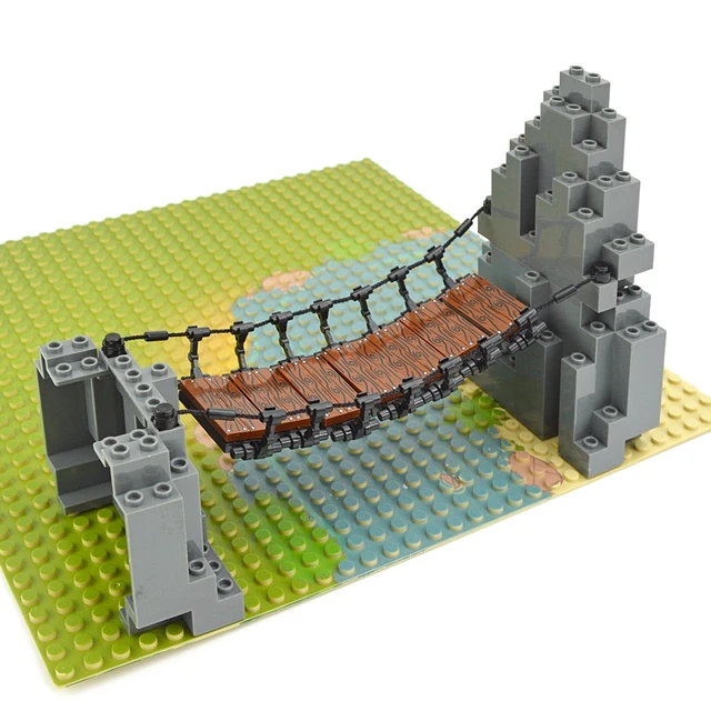 DIY Building Block City Scene Series Suspension Bridge Rockery Cliff Model Bricks Compatible Assembles Particles Toys Set Leduo 5