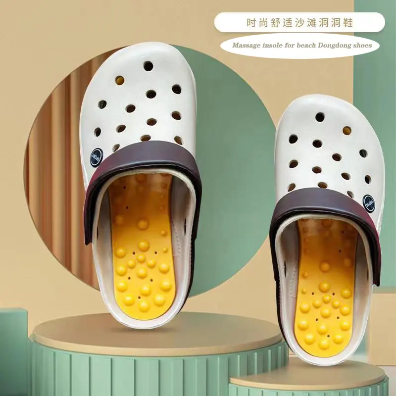 

TPR Material Men's and Women's Beach Slippers with Massaging Insoles and Ventilation for Foot Therapy - Summer Hole Shoe