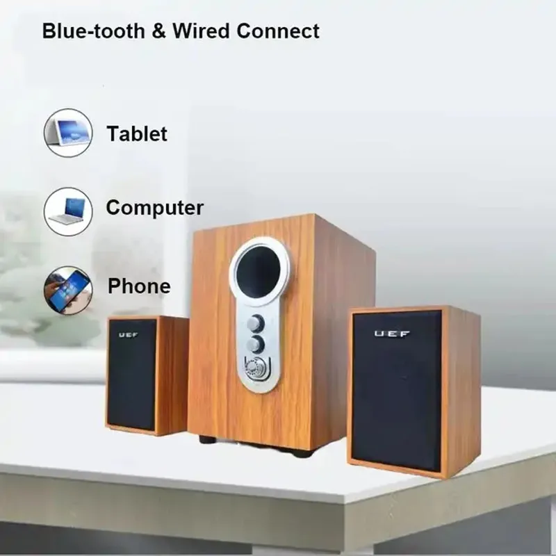 21WoodenSubwooferBookshelfBluetoothSpeakerDesktopNotebook