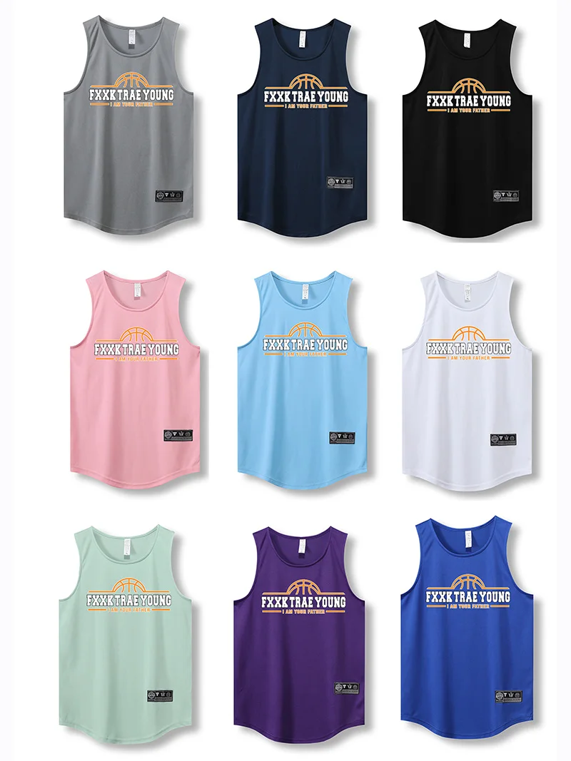 New Loose Men Running Vest Outdoor Basketball Gym Sleeveless Letter Print Shirt Comfort Quick Dry Fitness Bodybuilding Tank Tops
