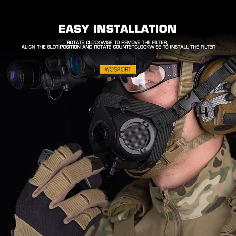 Tactical Suit SOTR Tactical Special Mask With MIC Communication Respirator Mask Replaceable HEPA Filter Antidust Airsoft Half Masks