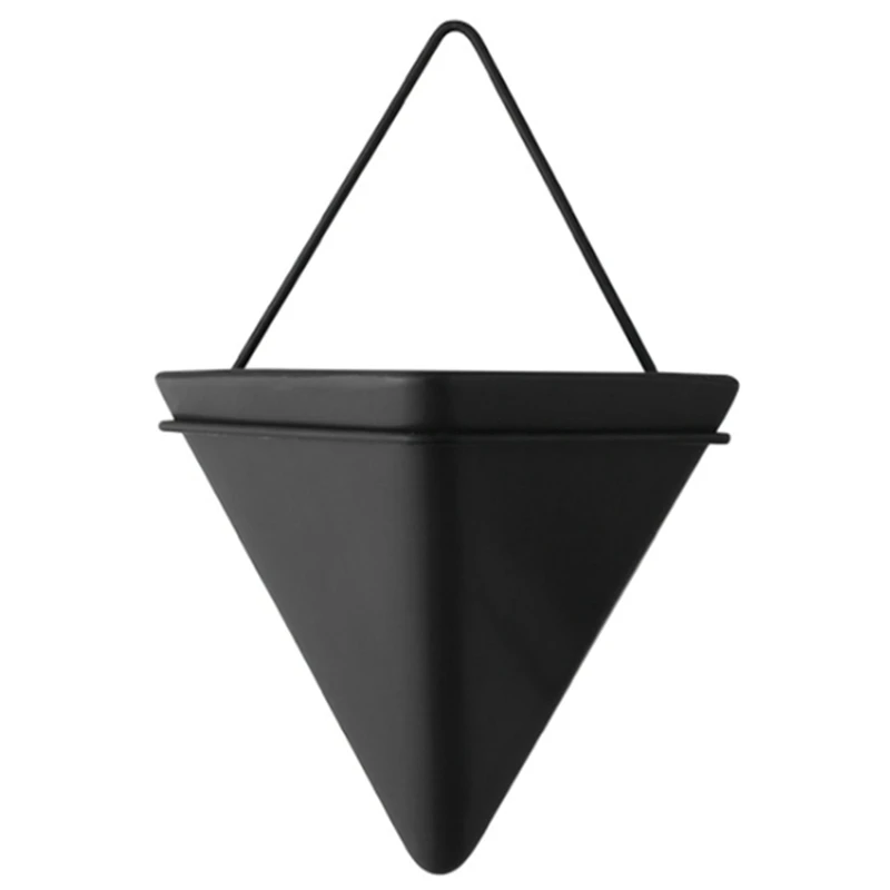 

Ceramic Hanging Planter Pot Indoor Outdoor Modern Flower Plant Hanging Basket Triple-Cornered Ceramic Wall Vases Retail