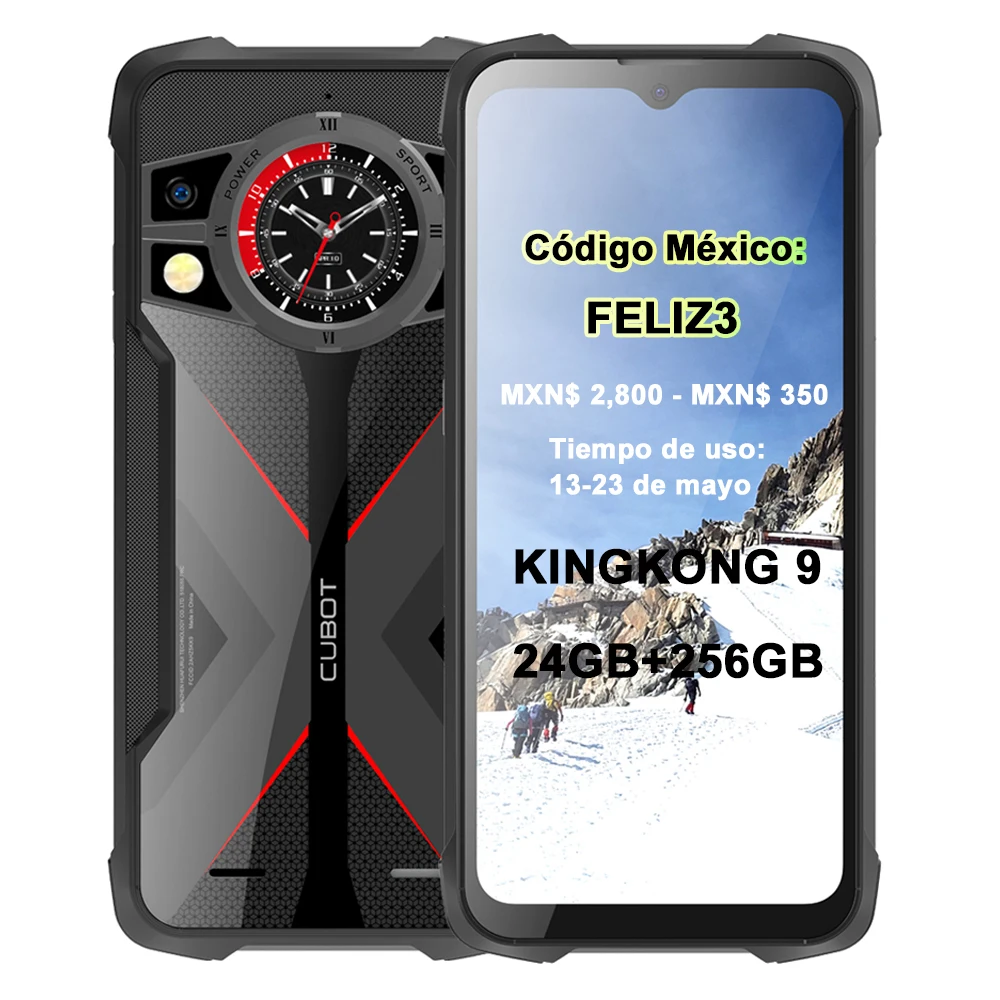 

Cubot KingKong 9, Helio G99, 120Hz 6.583-Inch Screen, IP68 Waterproof Rugged, 24GB RAM(12GB+12GB), 256GB ROM, 100MP Camera, NFC