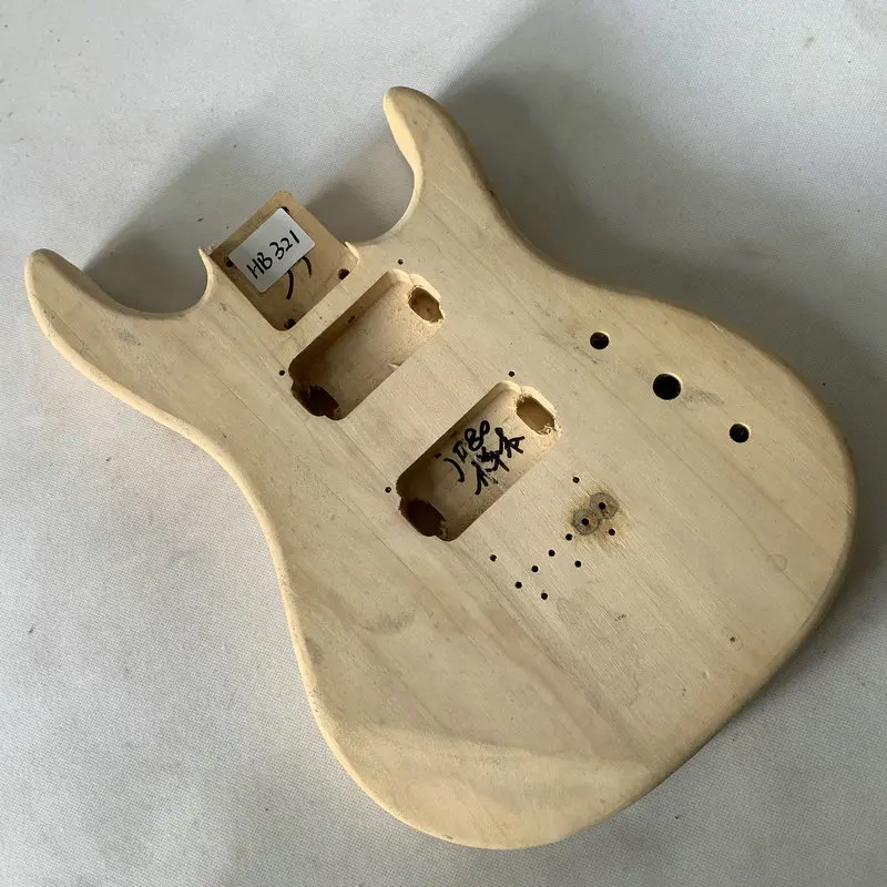 Необработанный корпус электрогитары HB321, естественный цвет, струна для правой руки через хамбакер, пикап для самостоятельной сборки, поврежденный
