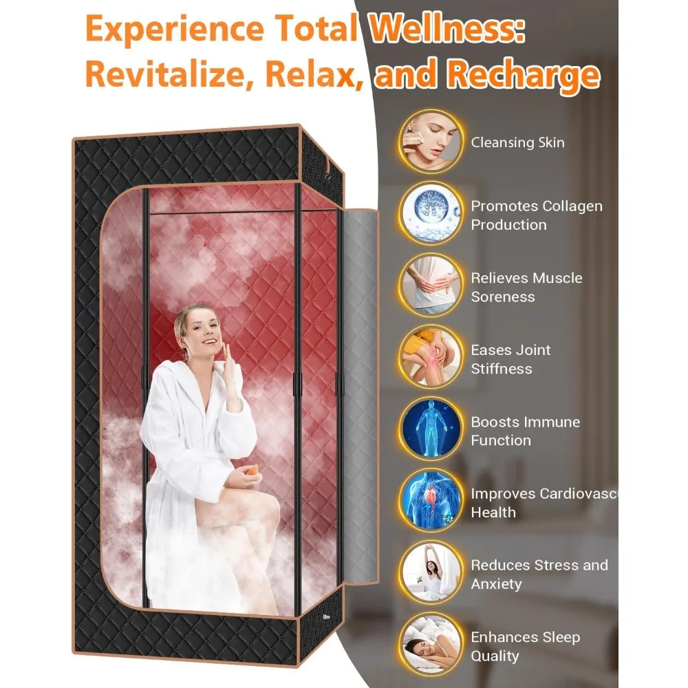 Portable Steam Sauna for Home: Full Body Sauna Box with 3L Steamer, Folding Chair, Home Sauna Tent Even Heating Spa for Women 6