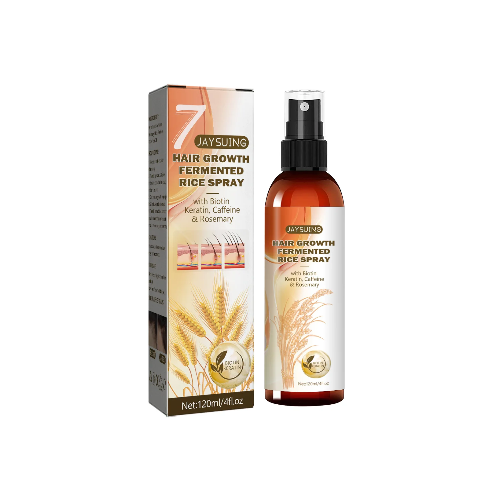 Fast Hair Growth Spray Fermented Rice Water Serum Prevent Thinning Dry Frizzy Repair Refreshing Anti Hair Loss Treatment Product