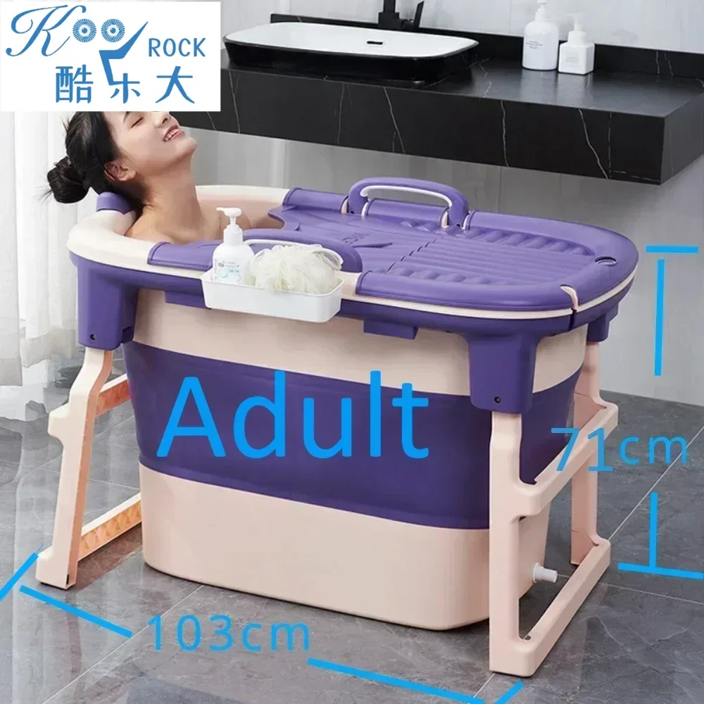Foldable Insulated Adult Soak Bathtub Extended Height Full-Body Plastic Bath Bucket Portable Collapsible Tub