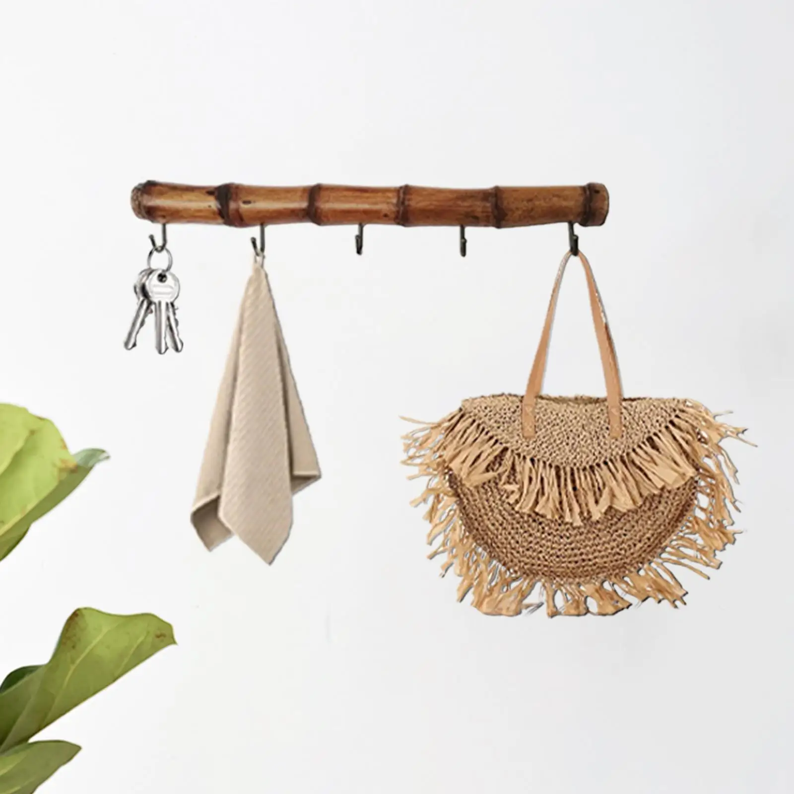 

Wall Hook Rack Bamboo Vintage Organizer Hat Purse Hangers Wall Hooks for Hanging Wall Mounted Home Wall Hooks Hanging Coat Rack