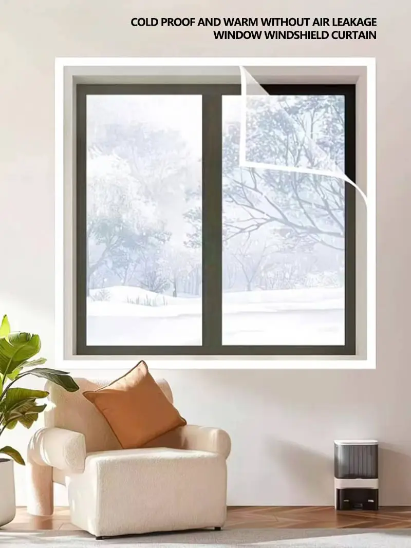 Das gesamte Fenster ist mit transparenter, wind- und kältebeständiger Isolierfolie versiegelt und der Vorhang ist einfach zu installieren – Detail 1