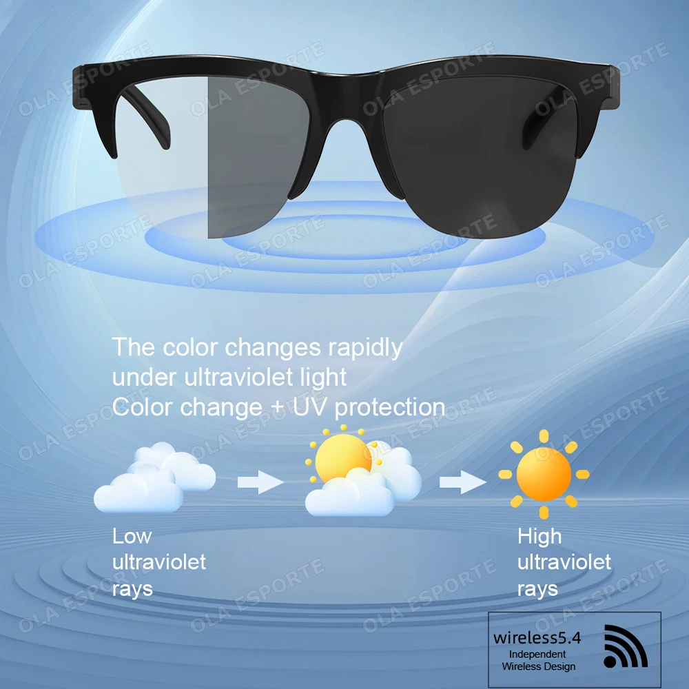 2026 Lenti che cambiano colore Occhiali intelligenti Assistente vocale Chiamata Bluetooth wireless Fotocamera per sport all'aria aperta Occhiali da sole alla moda anti-UV - immagine 2