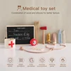 Baby Simulation Doctor Toy Wooden 3D Medical Box Montessori Stethoscope Thermometer Play House Toy Educational Toy Children Gift 4
