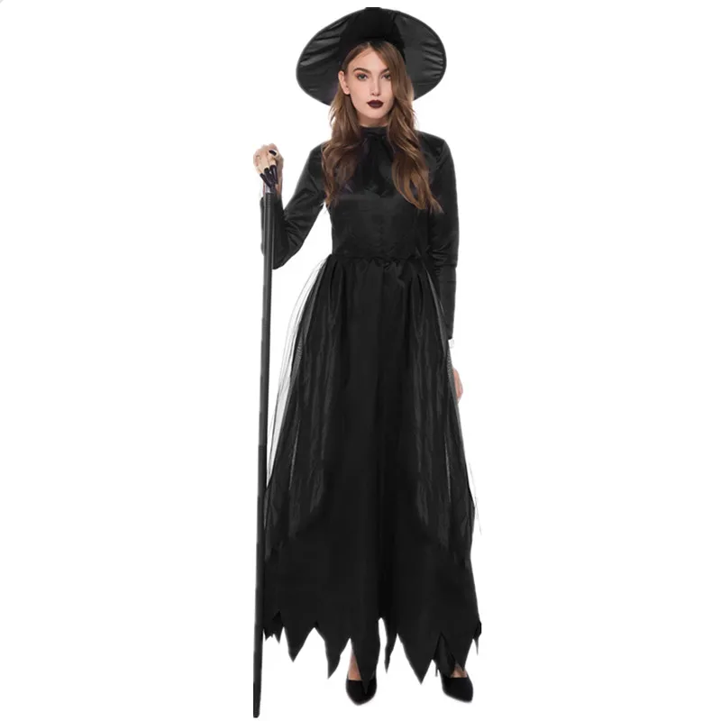 

Black Vampire Witch Costume Halloween Party Evil Witch Cosplay Fantasia Fancy Dress halloween costume