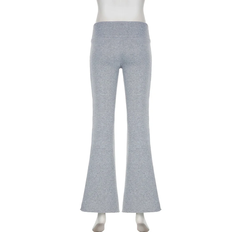 Women's Y2K Slim Low-Waisted Boot Cut Flare Pants Casual Sexy Basic Solid Fashion Streetwear for Autumn Spring