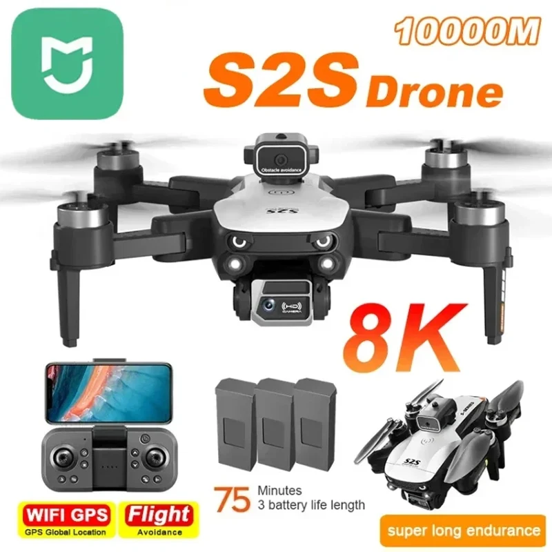 MIJIA S2S 드론 8K 5G GPS HD 항공 사진 듀얼 카메라 무지향성 장애물 회피 쿼드콥터 장난감 