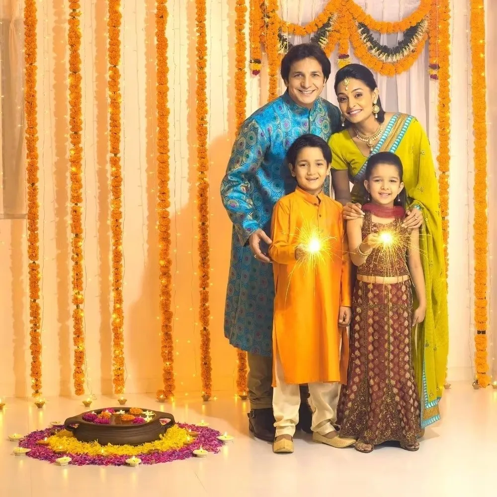Künstliche Ringelblumengirlande mit langen Strängen ​ ​ Indisches Dekor Pooja Hochzeit Pooja Ringelblumen Blumen ​ ​ Veranstaltungsdekor wiederverwendbar – Detail 23