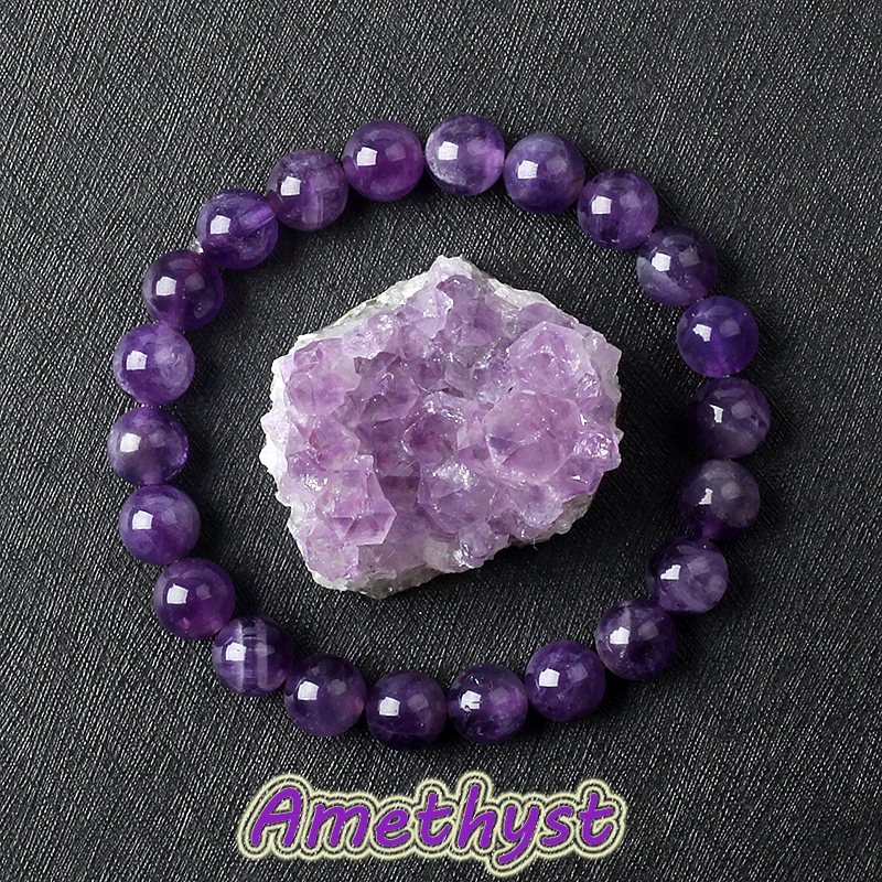 Geniune Amethyst Natural Crystal Bracelet for Women Pulsera Amethust Bracelet Made of Real Natural Stone Beads Body-Purifying