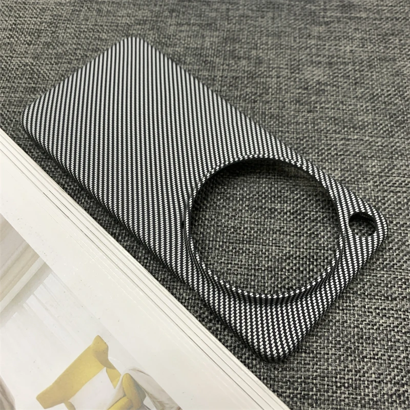 Carbon Fiber Colorful Stripe Texture PC Frameless Phone Case with Heat Dissipation Bumper Cover