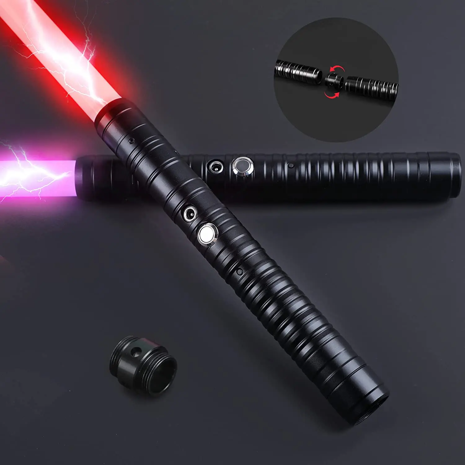 

Upgraded RGB Lightsaber 45 Colors 2 In 1 Metal Handle Laser Sword Connectable Weapon Light Saber Sword Flashing Lightsaber Toy