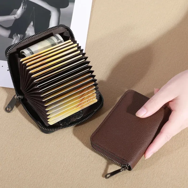 20 Detents Cards Holders PU Business Bank Credit Bus ID Card Holder Cover Coin Pouch Anti Demagnetization Wallets Bag Organizer Best Sellers In Luggage, Bags