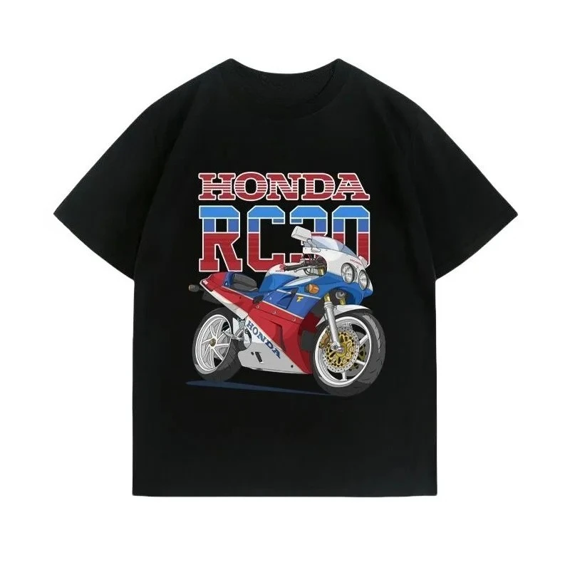 혼다 트렌디 핫 아이템 CBR650R 오토바이 개조 라이더 장비 미국산 헤비듀티 코튼 티셔츠 남성용 프린트 여름