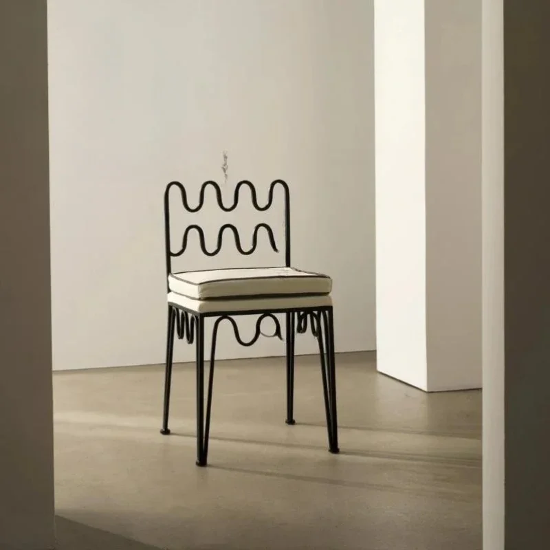 Iron Dining Chair Designer Home Retro Wave Creative Antique Leisure